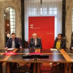 Renato Spazzini, Direktor des Umweltamtes der Gemeinde Bozen; Stefano Novello, SEAB Vizepräsident; Renzo Caranaschi, Bürgermeister von Bozen; Chiara Rabini, Umweltstadträtin und Matthias Fulterer, SEAB-Generaldirektor (v.l.n.r.)