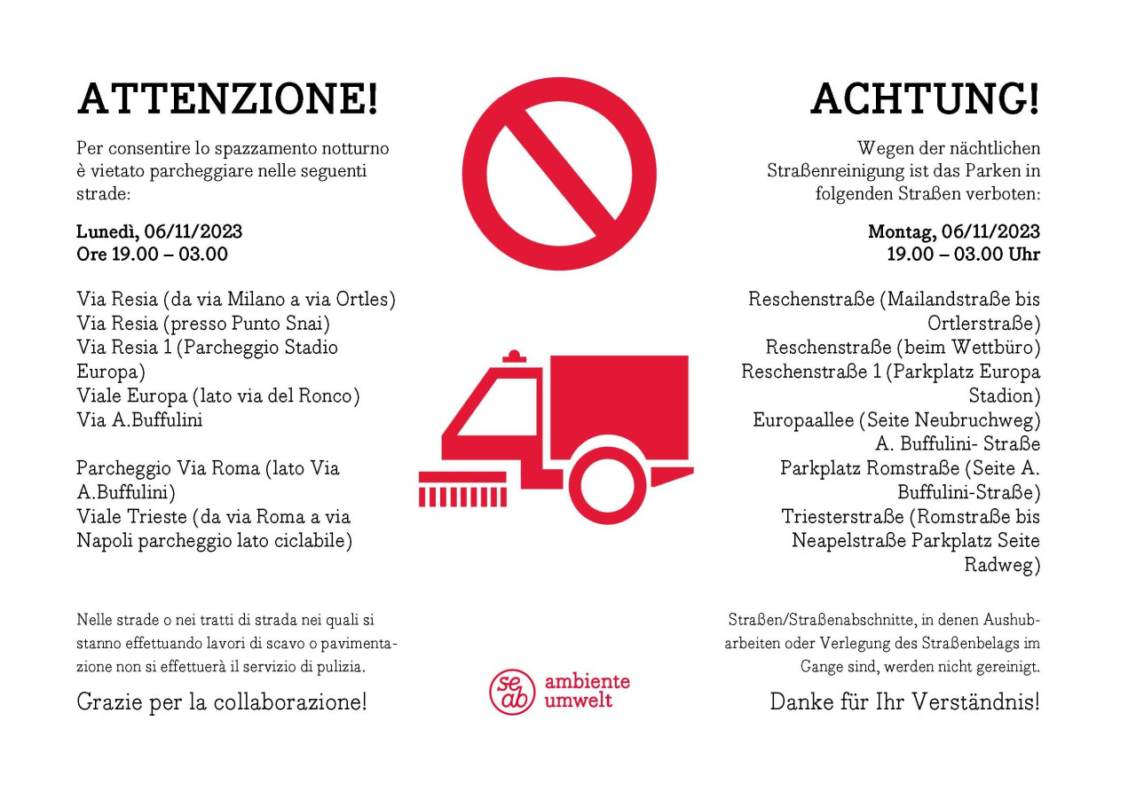 Nächtliche Straßenreinigung 6.-24. November 2023